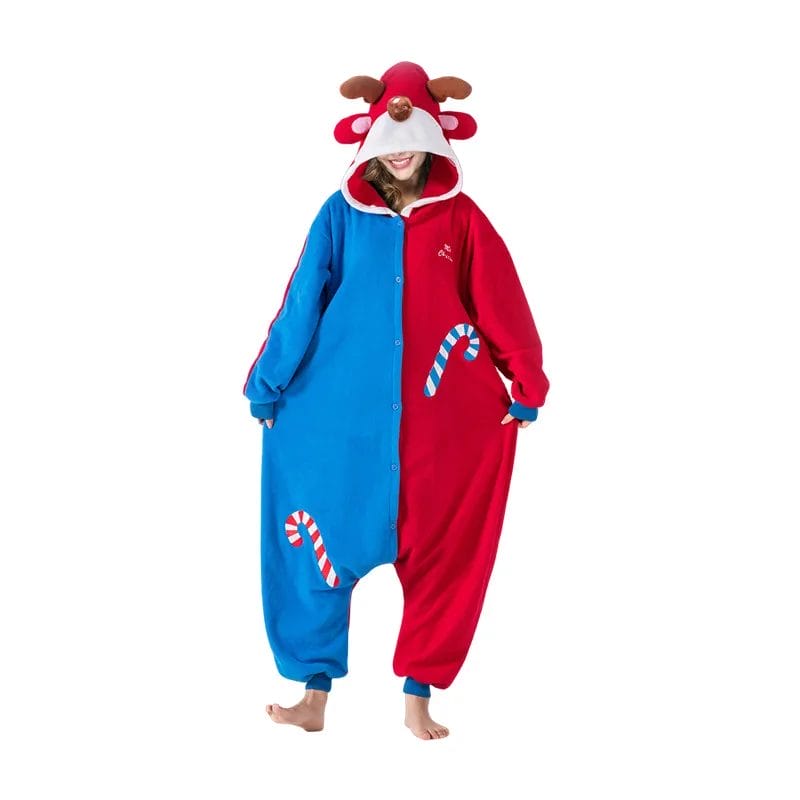 Christmas Deer Kigurumi Adult's Onesie Pajamas Men and Women New Year Cosplay Costume 1