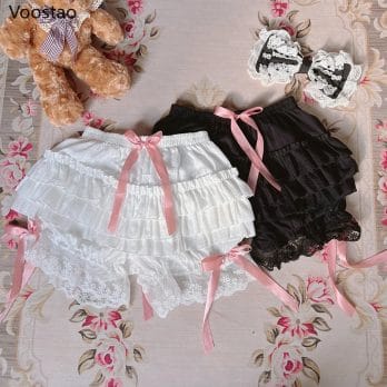 Sweet Lace Ruffles Women Lolita Safety Short Pants Gothic Y2k Cotton Princess Underpants Girls Harajuku JK Bloomers Chic Shorts 6