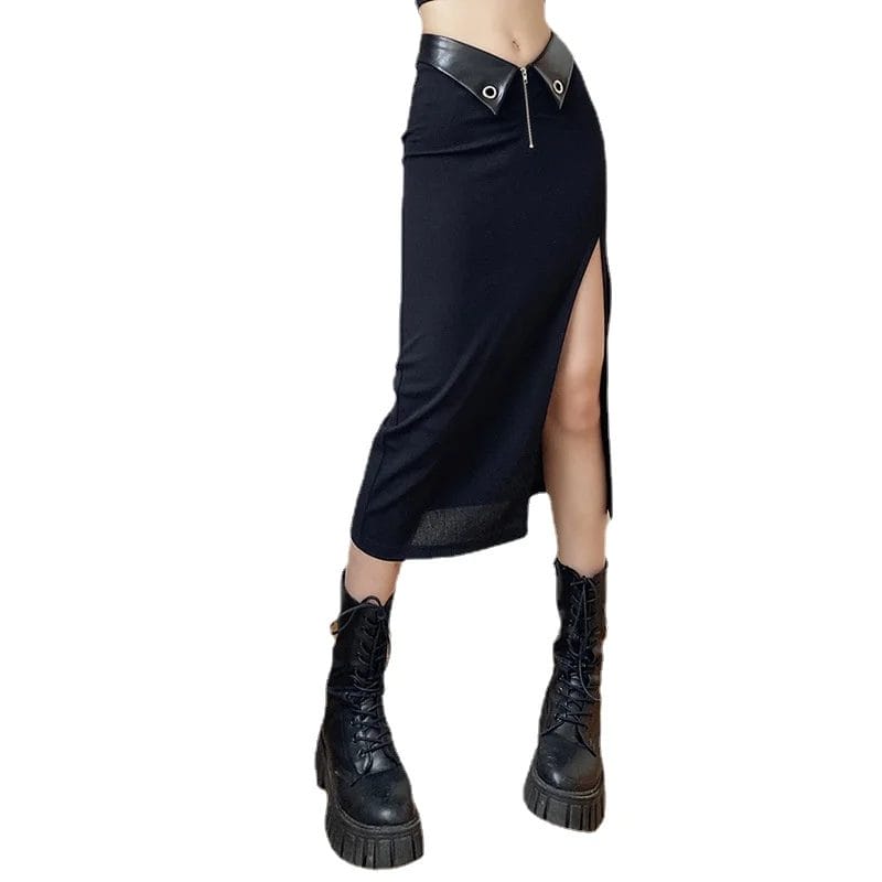 2023 New Sexy Irregular Skirts Women Summer Charm Split Long Skirt Slim Party Bodycon Skirt gray black 1