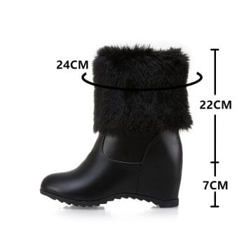 Big Size 33-43 Ladies Height Lncreasing Fur Ankle Boots Daily Concise Boots Women High Heels Shoes Woman Winter Botas Mujer33-43 5