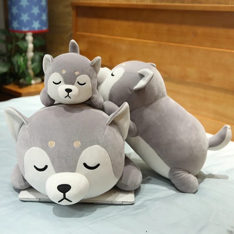 New Big Size Lying Husky Pillow Kawaii Anime Pillow Corgi & Shiba Inu Dog Plush Toys Stuffed Animal Doll Children Baby Nice Gift 1
