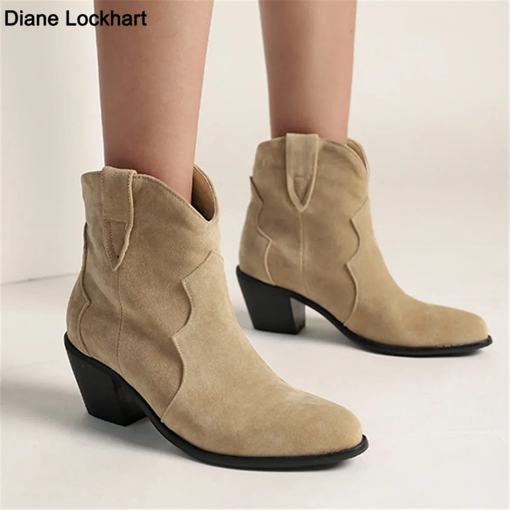Fashion Western Cowboy Boots Women Chelsea Boots Wedge Autumn Winter Boots Pointed Toe Cowgirl Short 2022 Women Sexy Boots 1
