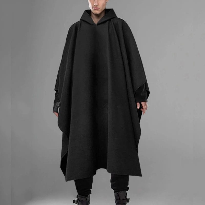 INCERUN Fashion Men Cloak Coats Hooded Solid Poncho Loose 2023 Streetwear Punk Windproof Men Trench Winter Long Cape Jackets 5XL 1
