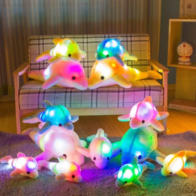 Hot 32cm Cute Creative Luminous Plush Toy Dolphin Doll Glowing LED Light Animal Toys Colorful Doll Pillow Children's Lovely Gift 1