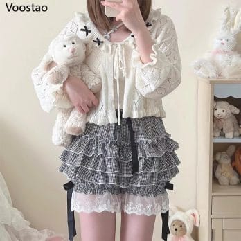 Sweet Lace Ruffles Women Lolita Safety Short Pants Gothic Y2k Cotton Princess Underpants Girls Harajuku JK Bloomers Chic Shorts 2