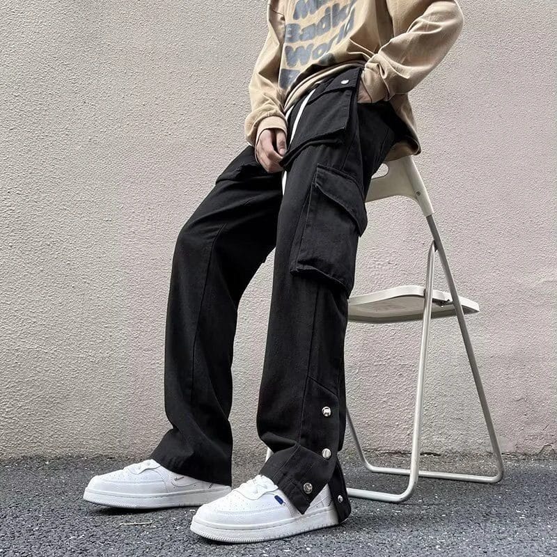 Fashion Men's Cargo Pants Y2k Black Streetwear Joggers Sport Hip Hop Punk Casual Men Wide Leg Baggy Pants Harajuku Clothing 1