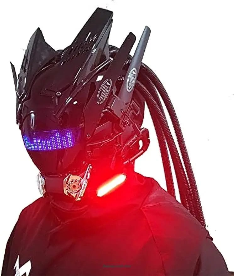 JAUPTO Punk Mask Cosplay for Men,Bluetooth APP Techwear mask, Halloween Cosplay Costume Accessory with LED Lamp, Futuristic Mask 1